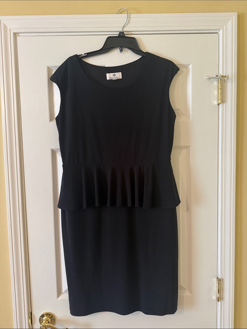 Ronni Nicole Black Peplum Midi Dress
